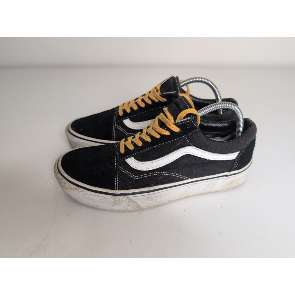 VANS Black White Canvas Low Top Lace Up Worn Once Men's Size 8.5 Women's 10